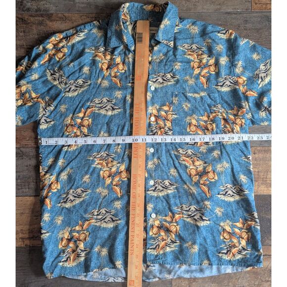 Munsingwear Hawaiian Shirt Men's M Blue Orange Floral Island Print Viscose - Picture 4 of 5